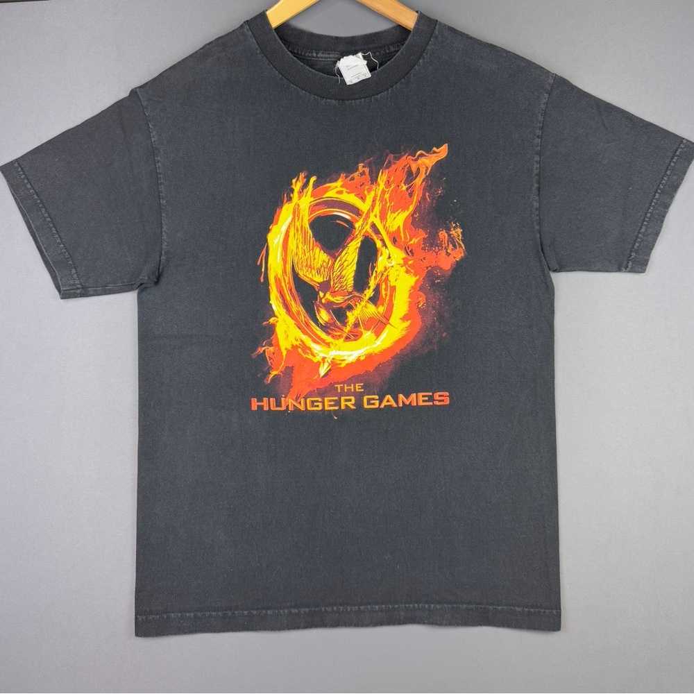 Vintage Y2K The Hunger Games Movie Book Promo Bird Flame Alliance Black Medium T